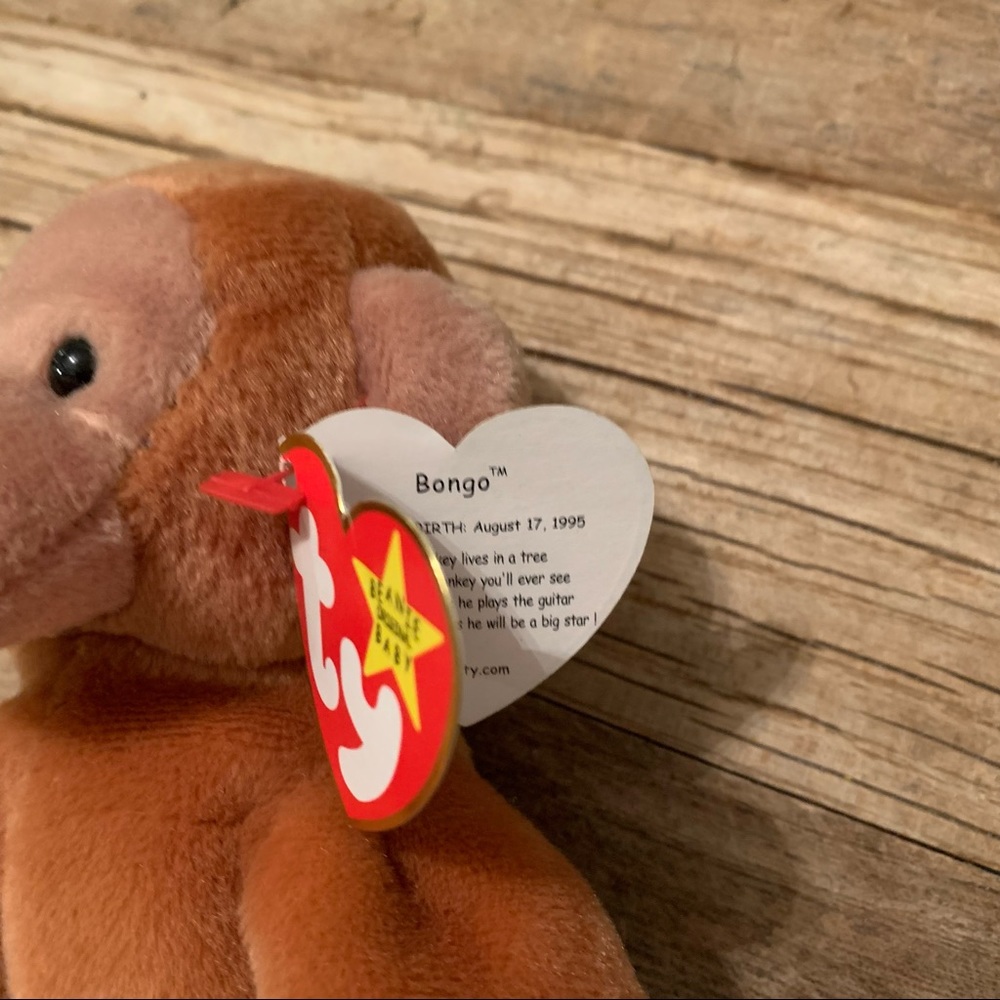 ๐ Bongo the Monkey Ty Beanie Baby Babies 1995 Tag - Picture 6 of 8